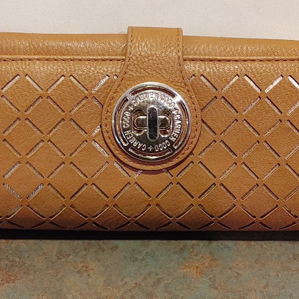 Coco + Carmen Leather Wallet Clutch Trifold Tan